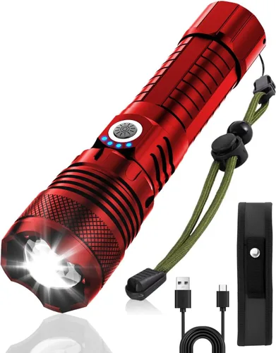 Miniatura 11 de Victoper Linterna LED Paquete de 6, Linternas Tácticas Brillantes de 2000 Lúmenes de Alto Lumen con 5 Modos, Linterna con Zoom de Enfoque Negro