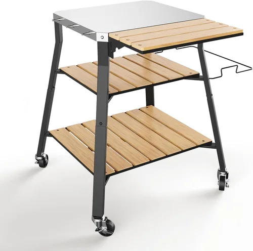 Miniatura 11 de Mesa de Parrilla Plegable para Interior Portátil Compatible con Parrilla de Madera al Aire Libre Ninja (Serie OG701 OG850 OG951), Espacio Grande