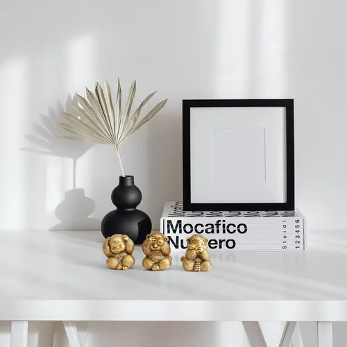 Miniatura 3 de TOHLUCS Estatua de 3 monos sabios. No ves el mal, no escuchas el mal, no hablas de monos malvados. Trae buena suerte, sabiduría. Figuras de mono