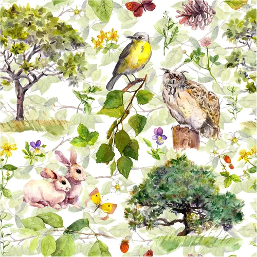 Miniatura 9 de Blooming Wall DPY25-5 - Papel tapiz autoadhesivo removible con diseño de animales en bosques verdes