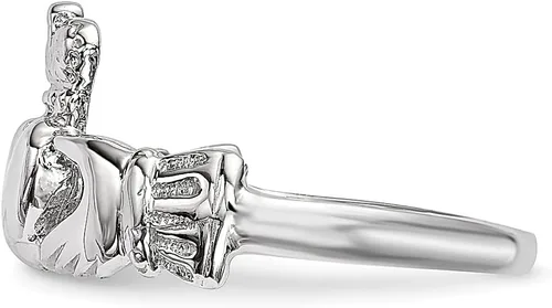 Miniatura 3 de Anillo Claddagh de oro blanco de 14 quilates, joyería fina celta para mujer, regalos para ella, Oro blanco de 14k, oro, blanco