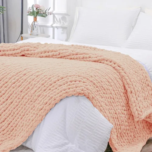 Miniatura 30 de Bigacogo Manta de punto grueso para sofá, 51 x 63 pulgadas, 100% tejida a mano con hilo de felpilla grueso jumbo, acogedoras y suaves mantas grandes