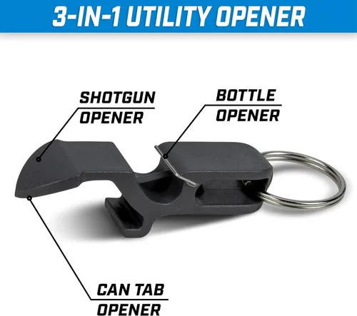 Miniatura 2 de GoPong Abridor de escopeta de cerveza definitivo, paquete de 10 llaveros, ideal para recuerdos de fiesta, portón trasero y más, elige tu color Gris