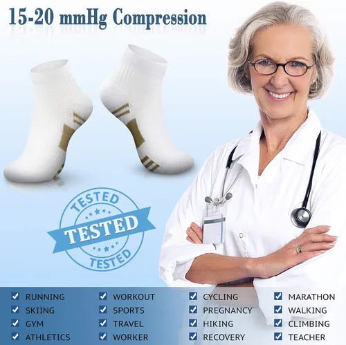 Miniatura 4 de CHARMKING Calcetines de compresión para mujeres y hombres, circulación de 15 a 20 mmHg, lo mejor para atletismo, correr, ciclismo, enfermera, uso