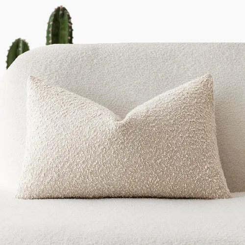 Miniatura 75 de Foindtower Fundas de almohada decorativas con textura de boucle, fundas de almohada sólidas, neutrales, suaves y acogedoras para silla, sofá