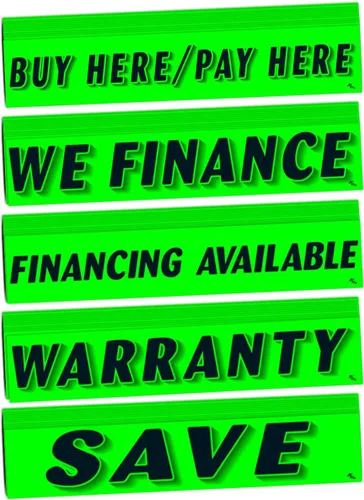 Versa Tags - Calcomanías para parabrisas, paquete de 12 unidades, compra aquí, pagar aquí, financiamiento, financiamiento disponible, garantía,