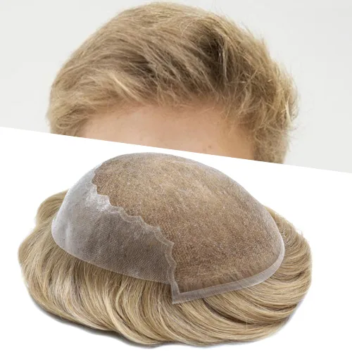 Miniatura 119 de Toupee - Sistemas de reemplazo de cabello para hombre, encaje frontal suizo, nudo blanqueado, pieza de cabello humano natural 1# negro azabache, 8 x