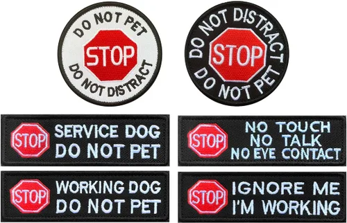 Miniatura 2 de Paquete de 2 letreros de Stop Sign Ignore ME I am Working Dog Patch con gancho y bucle bordado, emblema de servicio para perros de trabajo, chalecos