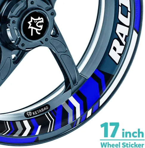 Miniatura 2 de KETABAO Paquete de calcomanías para llantas de rueda de 17 pulgadas compatibles con ZX10R ZX10RR ZX6R 636 Z900 Z1000 Z650 Ninja 400 18 19 azul