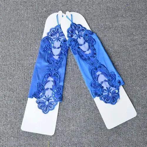 Miniatura 6 de Guantes de encaje floral sin dedos para novia, con lentejuelas, para mujer, ropa de mano, boda, graduación, fiesta, manoplas vintage