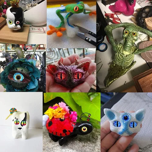Miniatura 2 de Julie Wang Cabujón de cristal de ojos de dragón de 0.709 in, 40 unidades, para esculturas de arcilla, accesorios para hacer joyas, manualidades