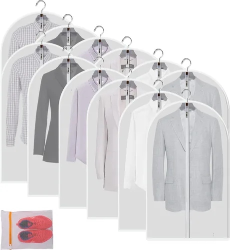 Miniatura 17 de Fundas de plástico para colgar la ropa (juego de 12) protectores de ropa de armario, funda transparente transpirable con refuerzo de 2 pulgadas