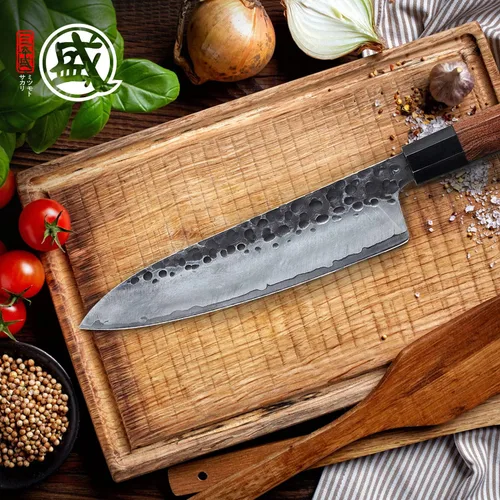 Miniatura 7 de MITSUMOTO SAKARI Cuchillo de chef Gyuto de 8 pulgadas, cuchillos de chef de cocina forjados a mano japoneses, acero de alto carbono 9CR18MOV de 3