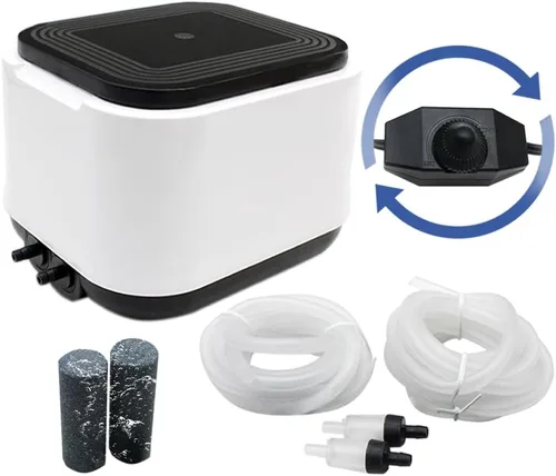 Aquarium Air Pump Quietest for Fish Tank 20-300Gallon/20-600Gallon,2 Air Outlets Ultra Silent Powerful Adjustable Aerator Pump for Livewell