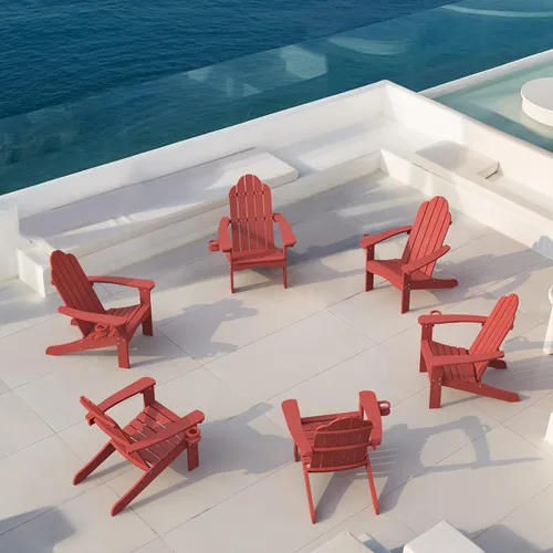 Miniatura 23 de LUE BONA HDPS Sillas Adirondack Set de 2, Silla para Hoguera al Aire Libre Resistente a la Intemperie con Portavasos, Silla Moderna de Plástico