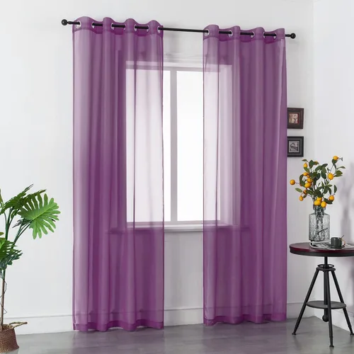 Miniatura 42 de DUALIFE Cortinas Amarillas de 72 Pulgadas de Largo para Dormitorio Juego de 2 Paneles con Ojales Ventana Semi Voile Filtrado de Luz Cortinas