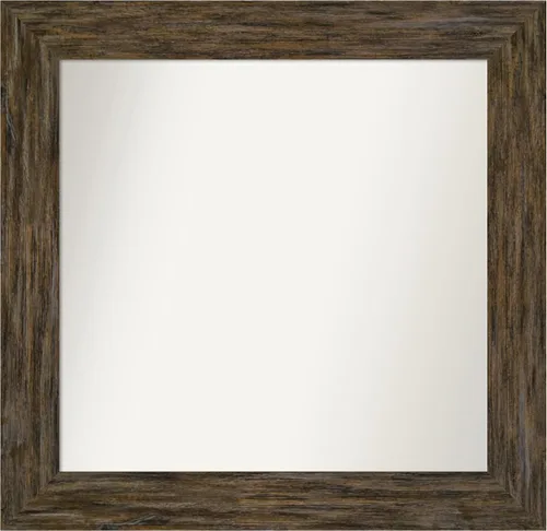 Miniatura 110 de Amanti Art Espejo personalizado, espejo de baño marrón Fencepost, espejo de pared o espejo de tocador de baño sobre el fregadero (27 x 27 pulgadas)