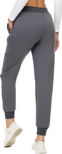 Miniatura 3 de MOUEEY Pantalones deportivos súper cálidos con forro de sherpa para mujer, pantalones deportivos de forro polar con bolsillos con cremallera
