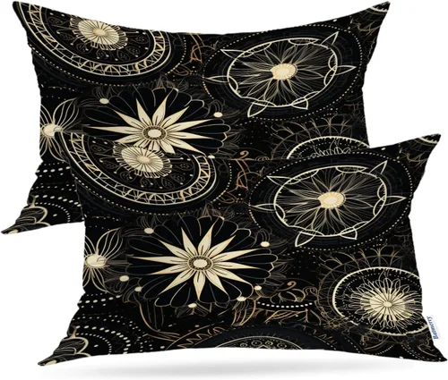 Miniatura 32 de Batmerry Juego de 2 fundas de almohada decorativas con estampado floral gris y blanco de 18 x 18 pulgadas, estilo victoriano con patrón de flores