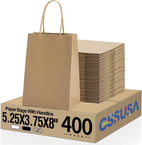 Miniatura 14 de GSSUSA Bolsas de papel negras de 8 x 4.25 x 10.5 pulgadas, 20 unidades, bolsa de papel de regalo con asas a granel, regalo de graduación, papel