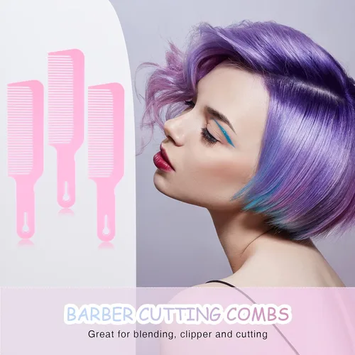 Miniatura 4 de Boao Paquete de 6 peines de plástico rosa para el cabello, peines de peluquería de mezcla de 9 pulgadas para cortes de podadora y encimeras, peines