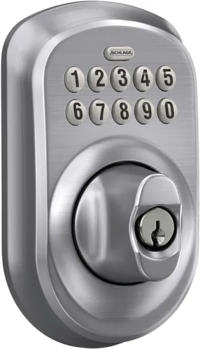 Miniatura 2 de Schlage - Cerrojo de seguridad Plymouth BE365 PLY 626 con teclado, cerradura de entrada electrónica sin llave, cromo satinado