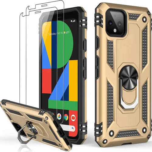 Miniatura 93 de LUMARKE Funda para Google Pixel 5 con protector de pantalla, pasa 16 pies, probada en caídas, grado militar, con soporte de anillo magnético, Rojo