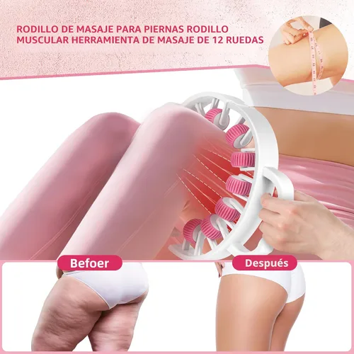 Miniatura 2 de Docemel Rodillo masajeador de drenaje linfático – Herramienta de fascia para piernas, muslos y pantorrillas – Escultura corporal de tejido profundo