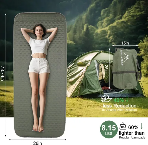 Miniatura 6 de Colchoneta de dormir autoinflable con espuma y bomba eléctrica, innovadora estructura telescópica en forma de Y, colchón de campamento ultraportátil