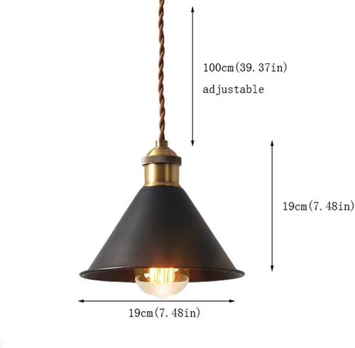 Miniatura 3 de Industrial Vintage Black Pendant Light - Adjustable E27 Retro Chandelier for Bar, Café, Restaurant, Bedroom, Office(B)