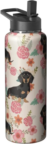 Miniatura 11 de Dachshund - Vaso de viaje aislado de acero inoxidable de 20 onzas con asa y pajilla, regalo para mujer, para el Día de la Madre, a prueba de fugas