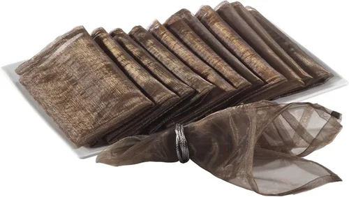 Miniatura 12 de Fennco Styles Sorbet Collection - Servilletas de tela de organza de 20 x 20 pulgadas, juego de 12 servilletas negras para bodas, banquetes, eventos
