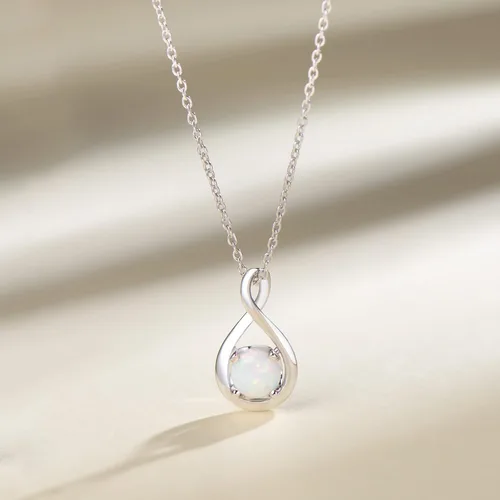 Miniatura 2 de FANCIME - Joyería de plata de ley 925 con topacio citrino creado simple solitario con un colgante de infinito de cumpleaños y aniversario de Navidad