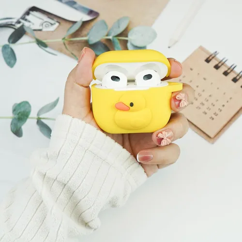 Miniatura 5 de Wonhibo Funda para Airpods 3, linda funda de animal Kawaii para Airpod de 3ª generación 2021 con llavero (pato)