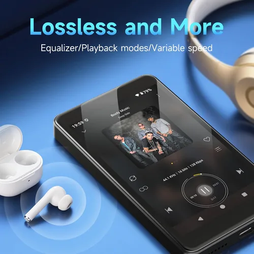 Miniatura 8 de PECSU Reproductor de MP3 con Bluetooth 5.0 y WiFi, sistema Android 14 con Spotify, Audible y Play Store, pantalla táctil de 4 pulgadas, duración