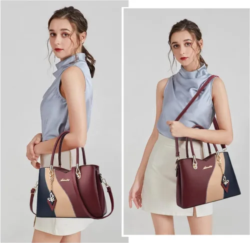 Miniatura 2 de Bolsos y carteras para mujer de DAINAOTM, bolsos estilo tote de cuero PU, cartera de señora con asa superior, bolso cruzado, bolso de hombro PU