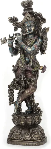Miniatura 2 de Veronese Design Estatua de flauta hindú de 30 pulgadas de alto, tamaño grande, Dios del amor y alegría divina, resina fundida en frío, escultura