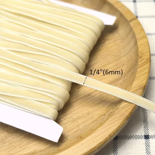 Miniatura 2 de Chenkou Craft Cinta de Terciopelo Beige 25 Yardas 1/4" Lotes a Granel (Beige, 1/4"(6mm))