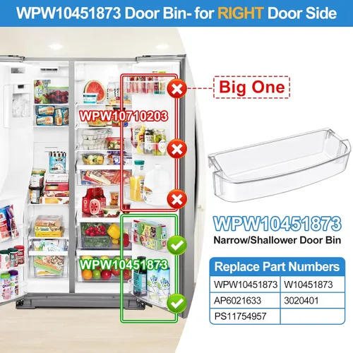 Miniatura 4 de [2 PAQUETES] Estante de Puerta de Refrigerador WPW10451873 Mejorado Reemplazo Compatible con Refrigerador Whirlpool Kenmore Estante de Puerta