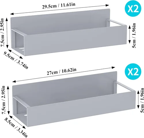 Miniatura 7 de HuggieGems Paquete de 4 Organizadores Magnéticos de Almacenamiento de Especias para Refrigerador y Horno, Organizadores y Almacenamiento Gris