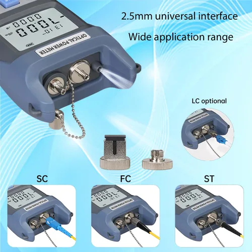 Miniatura 6 de Probador de fibra óptica 3 en 1 función Medidor de potencia óptica portátil (FC/SC/ST) y localizador visual de fallas e iluminación LED, probador