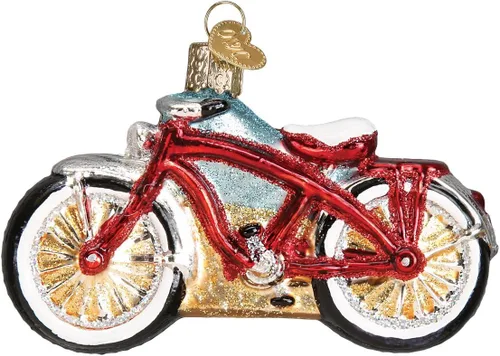Miniatura 3 de Old World Christmas Cruiser Bike - Adorno de cristal soplado para árbol de Navidad, decoración navideña hecha a mano, colección deportiva