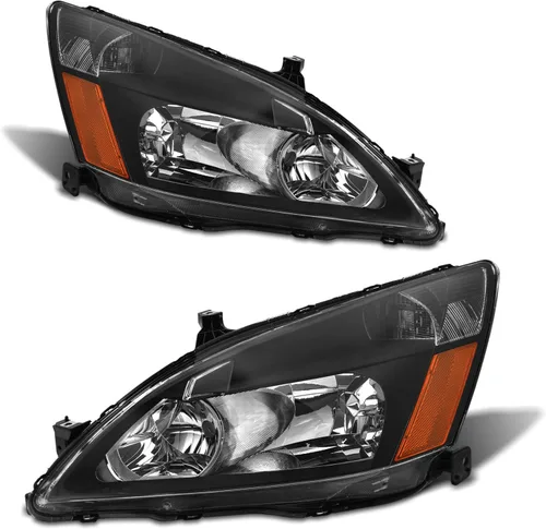 Miniatura 10 de Conjunto de faros delanteros Accord 2003 2004 2005 2006 2007 para Honda Accord 2003-2007 2/4dr lente transparente carcasa cromada con reflector