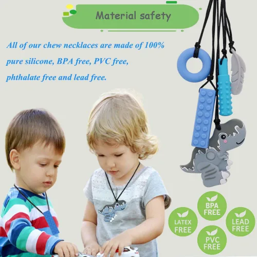 Miniatura 2 de Collares masticables para niños sensoriales, collar masticable sensorial para niños con TDAH, SPD, dentición, necesidades de morder, juguetes Gris