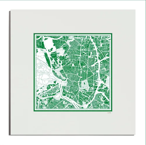 Miniatura 54 de O3 Design Studio Mapa de corte de papel Madrid negro mate de 20 x 20 pulgadas