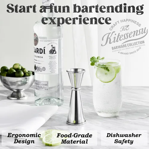 Miniatura 7 de KITESSENSU Jigger para bartending, Jigger japonés de 2 onzas, 1 oz con medidas en el interior, taza medidora doble de acero inoxidable 304