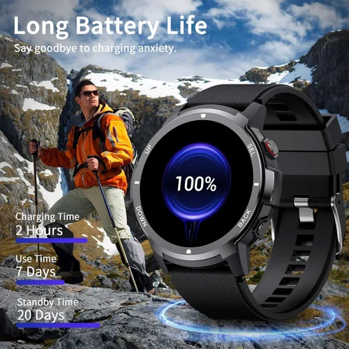 Miniatura 6 de Military Smart Watches for Men Women, 1.43'' AMOLED Fitness Watch with Heart Rate/BP/Sleep Tracker, Step Counter, 110+ Sport Modes, Password