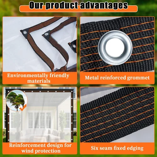 Miniatura 3 de ZYP Lona resistente transparente impermeable de 4x6 pies para jardín al aire libre, lona de vinilo transparente con ojales, lona impermeable