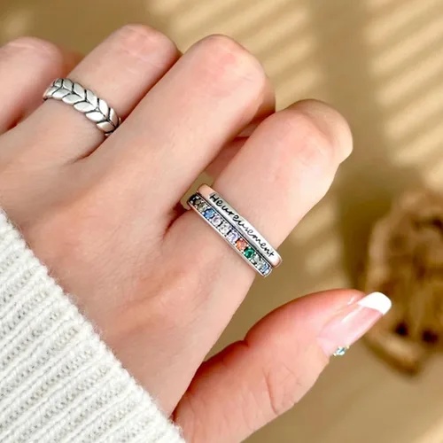 Miniatura 242 de Anillo de plata de ley 925, minimalista, ajustable, hecho a mano, para mujeres y niñas