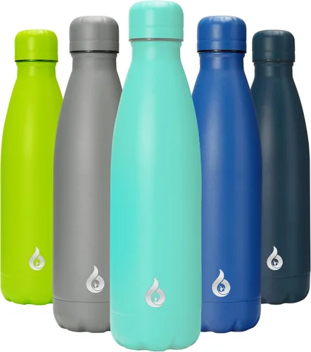 Miniatura 69 de BJPKPK Botella de Agua Aislada 17oz Botellas de Agua de Acero Inoxidable Apta para Lavavajillas Metal Térmica Mantiene Frío y Caliente, Gris Niebla